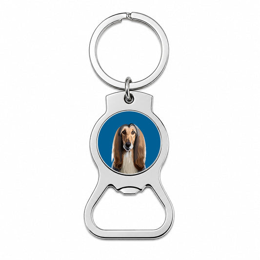 Afghan Hound Dog Staring Bottle Opener Keychain