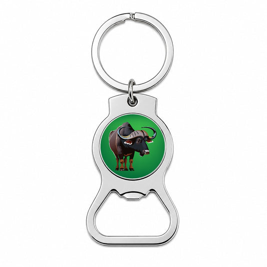 African Buffalo Standing Bottle Opener Keychain