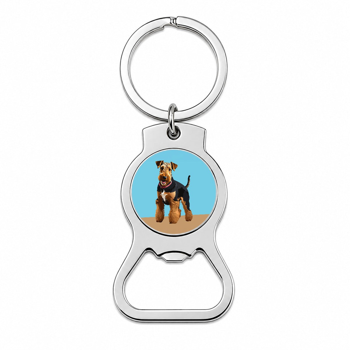 Airedale Terrier Dog Standing Bottle Opener Keychain
