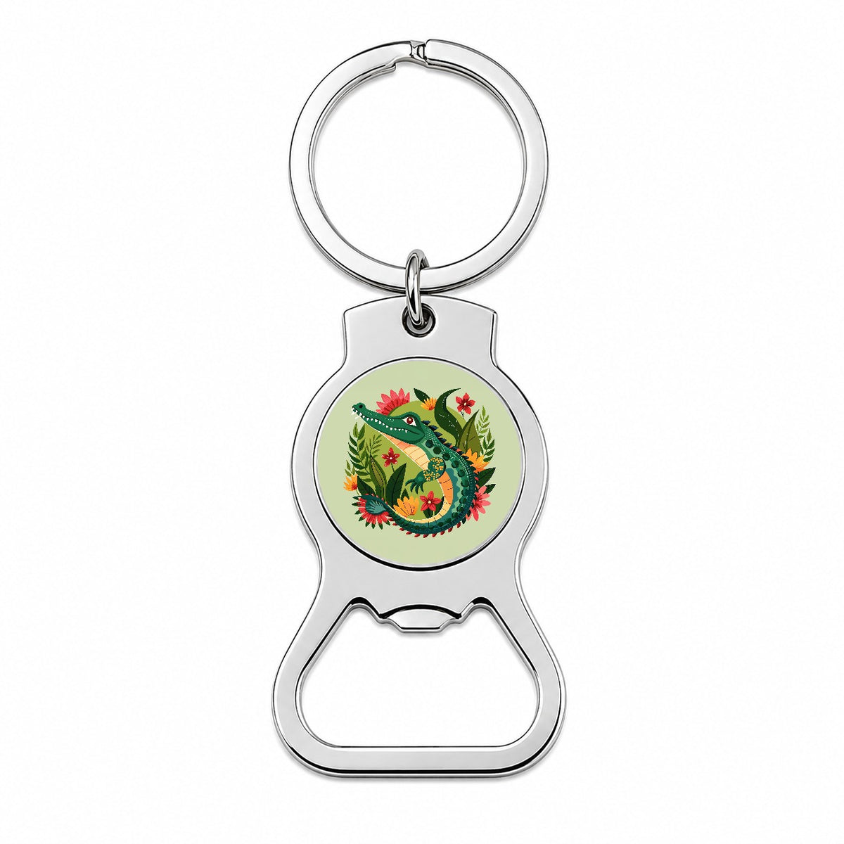 Alligator Floral Flowers Bottle Opener Keychain