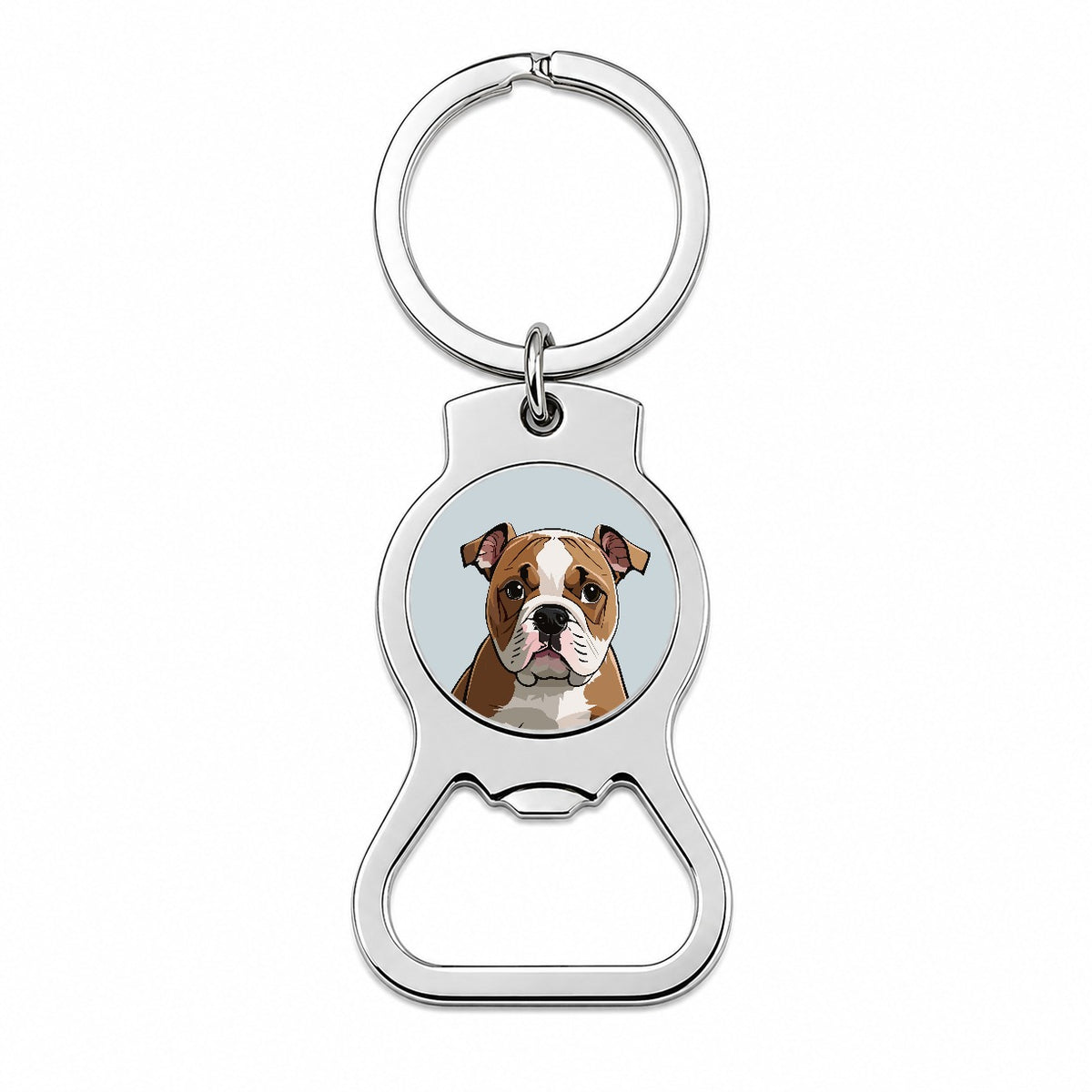 American Bulldog Staring Bottle Opener Keychain