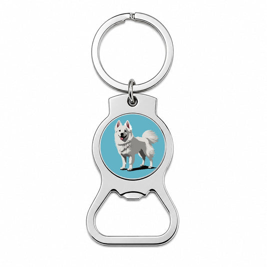 American Eskimo Dog Standing Bottle Opener Keychain