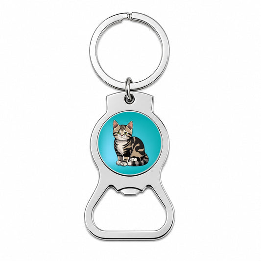 American Shorthair Cute Cat Bottle Opener Keychain