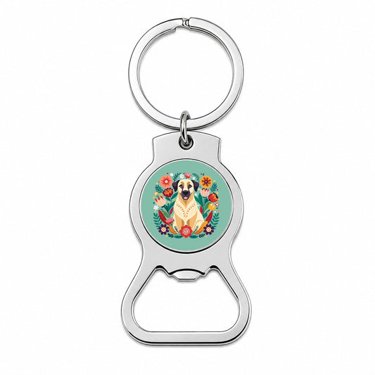 Anatolian Shepherd Dog Floral Flowers Bottle Opener Keychain