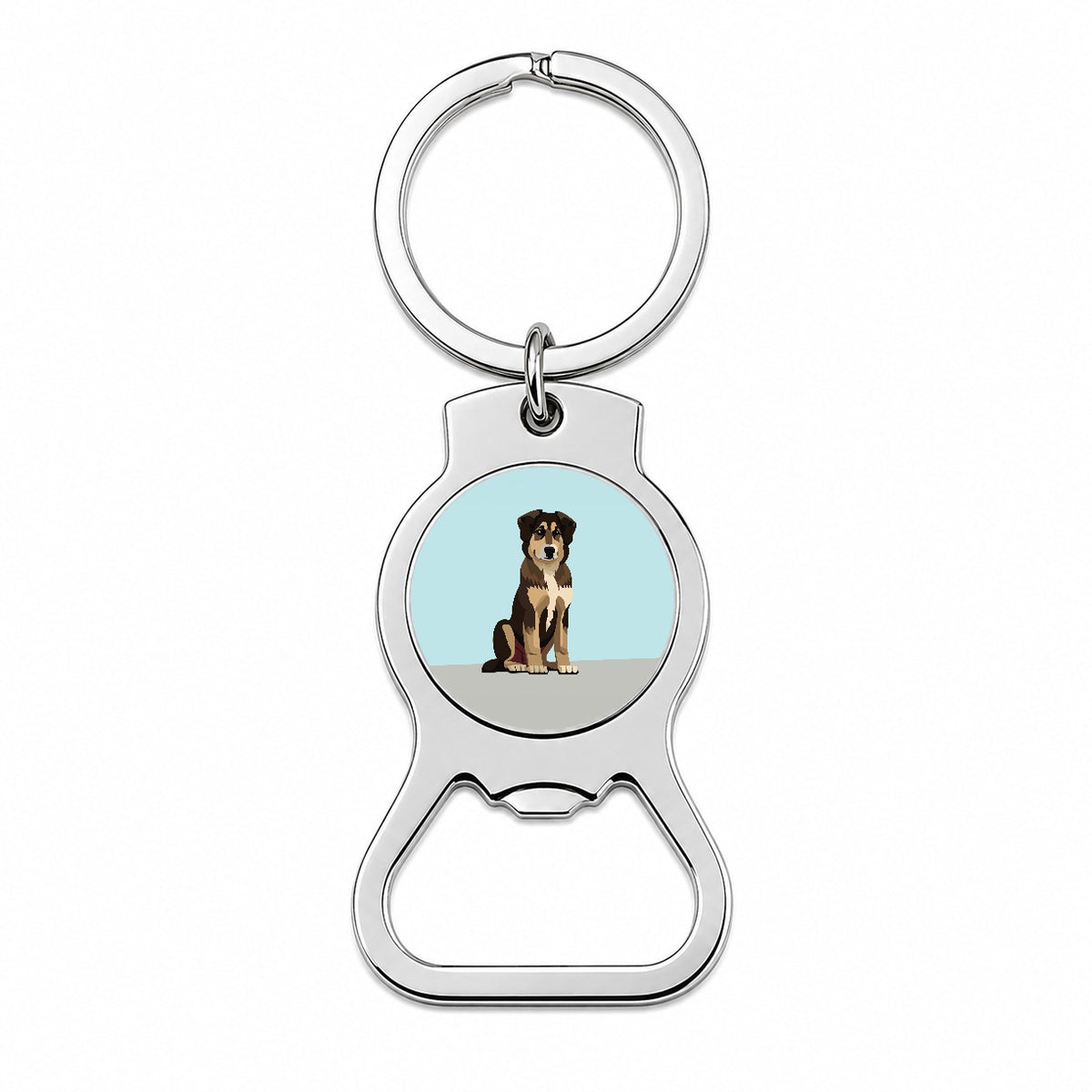 Anatolian Shepherd Dog Sitting Bottle Opener Keychain