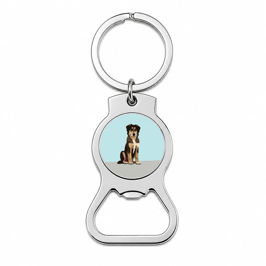 Anatolian Shepherd Dog Sitting Bottle Opener Keychain