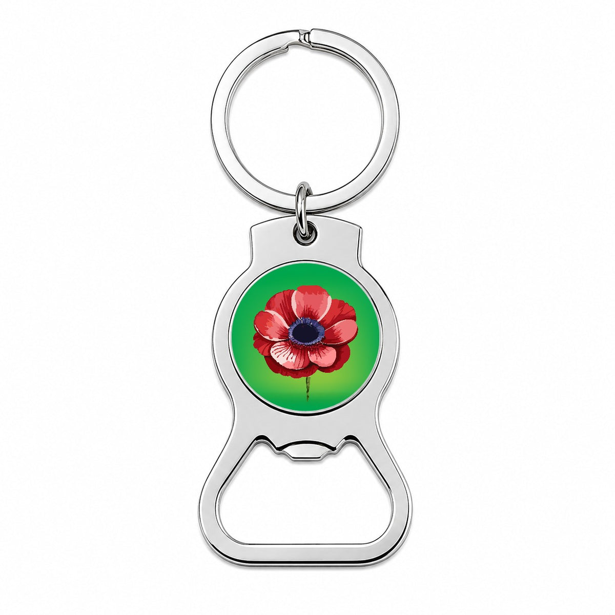 Anemone Flower Watercolor Red Bottle Opener Keychain