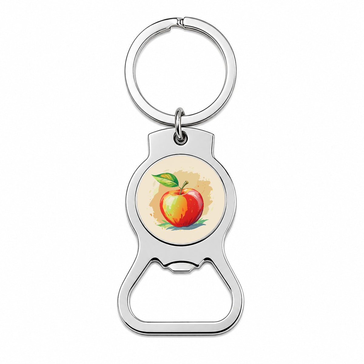 Apple Watercolor Teacher Bottle Opener Keychain