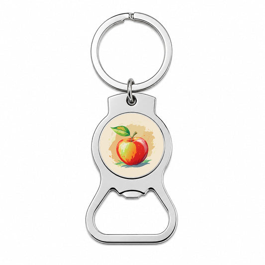Apple Watercolor Teacher Bottle Opener Keychain