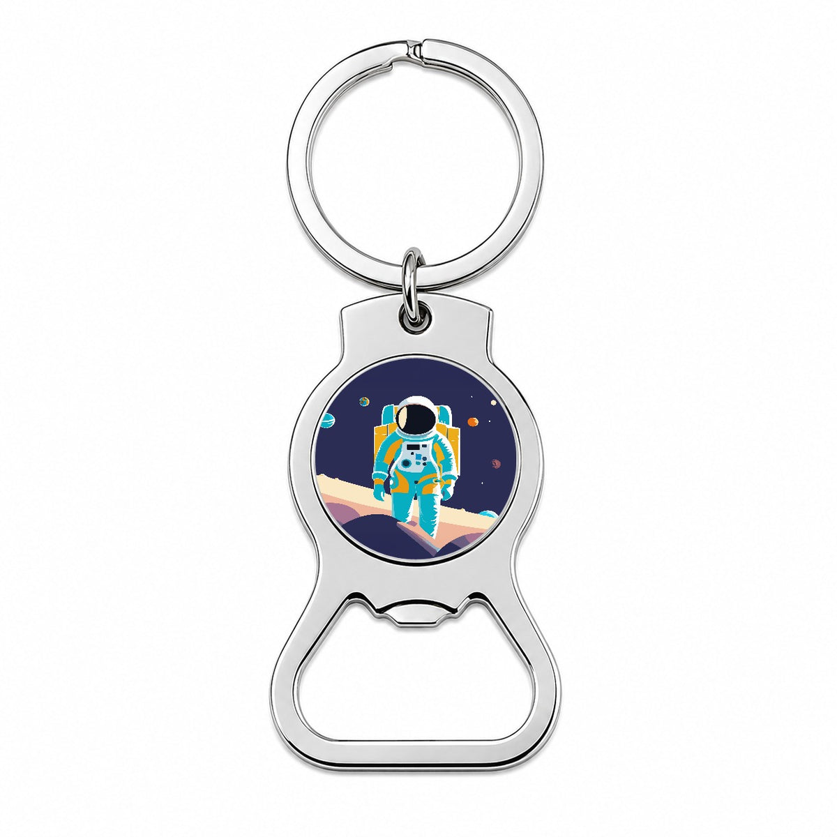 Astronaut in Outer Space Planets Science Fiction Bottle Opener Keychain