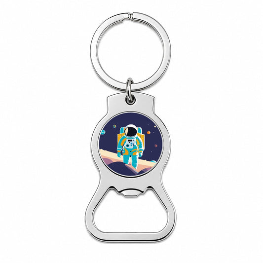 Astronaut in Outer Space Planets Science Fiction Bottle Opener Keychain