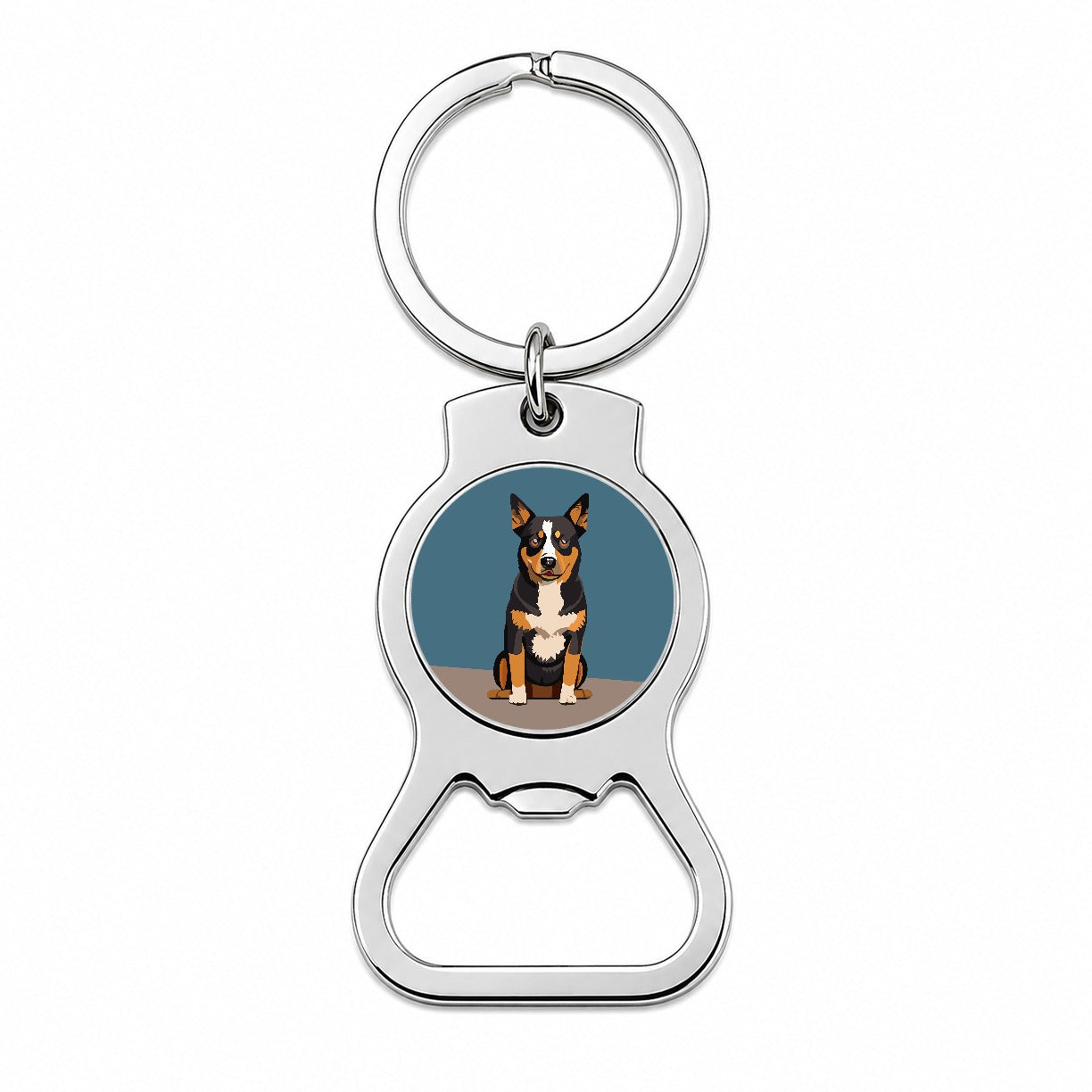 Australian Cattle Dog Sitting Bottle Opener Keychain