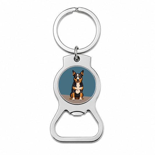 Australian Cattle Dog Sitting Bottle Opener Keychain