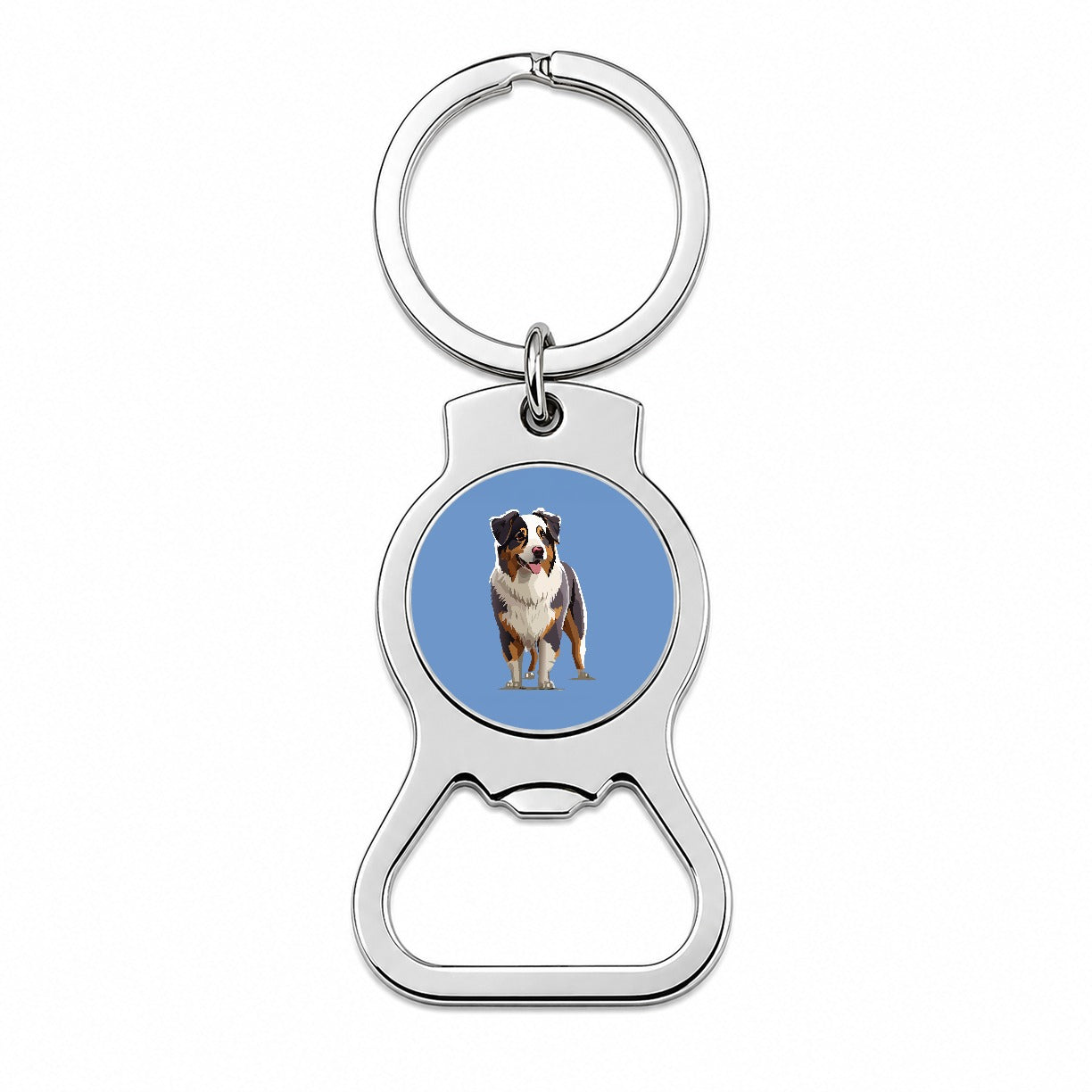 Australian Shepherd Dog Standing Bottle Opener Keychain
