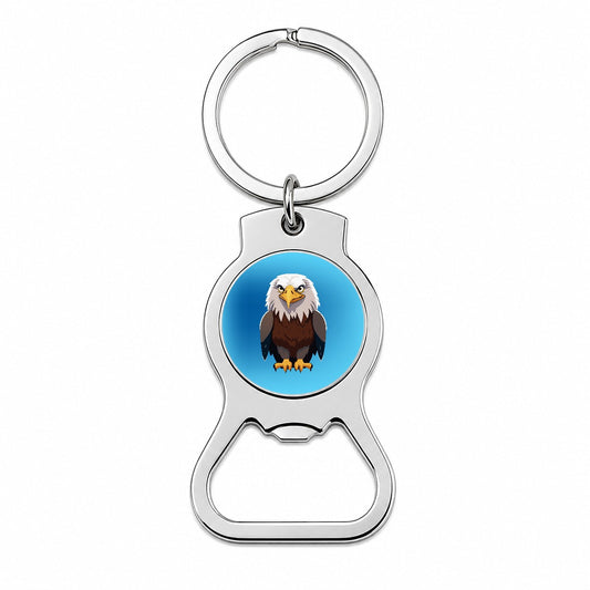 Bald Eagle Standing Bottle Opener Keychain