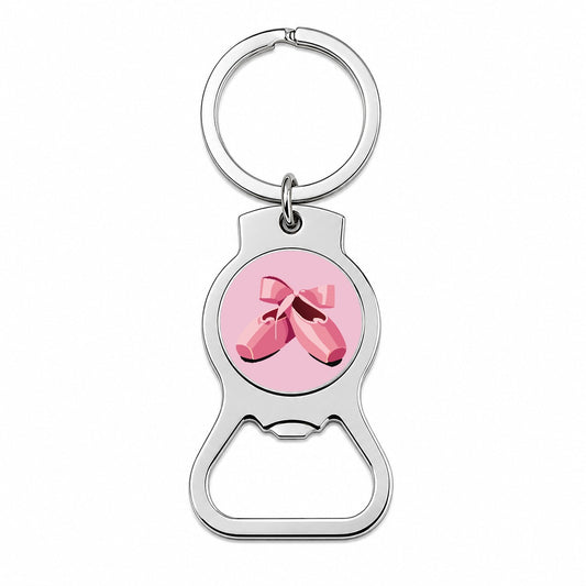 Ballet Shoes Pink with Bow Ballerina Bottle Opener Keychain