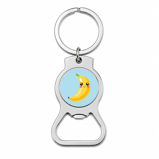 Banana Cute Happy Fruit Bottle Opener Keychain