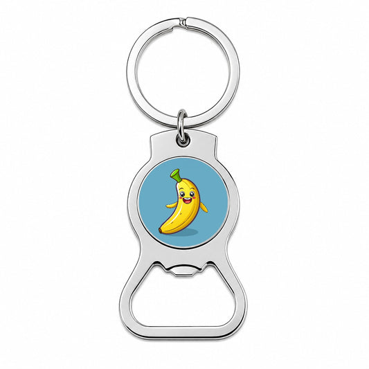 Banana Happy Fruit Bottle Opener Keychain