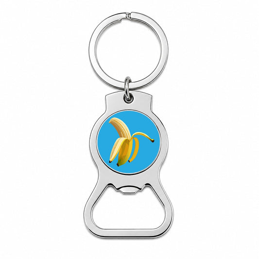 Banana Peeled Fruit Bottle Opener Keychain