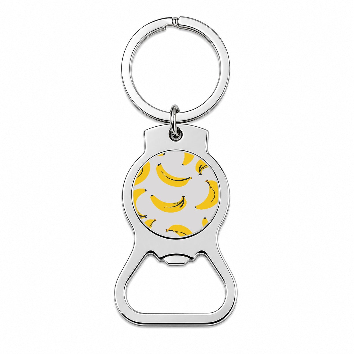 Bananas Scattered Pattern Bottle Opener Keychain