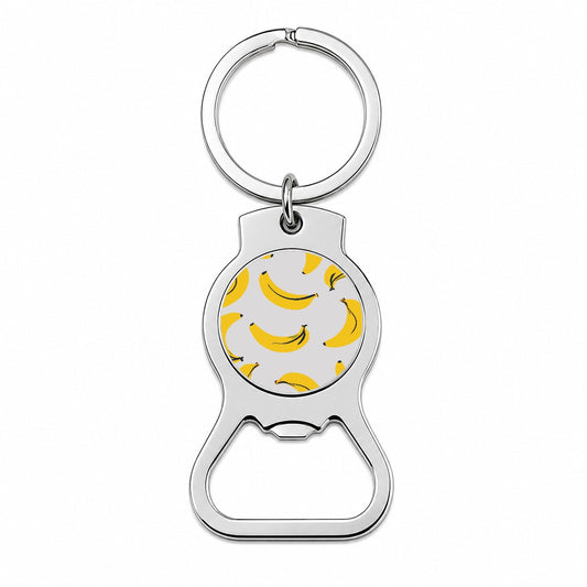 Bananas Scattered Pattern Bottle Opener Keychain