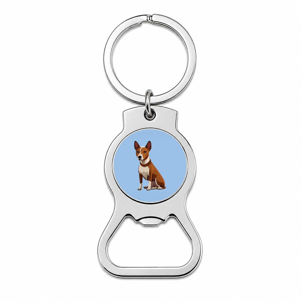Basenji Dog Sitting Bottle Opener Keychain