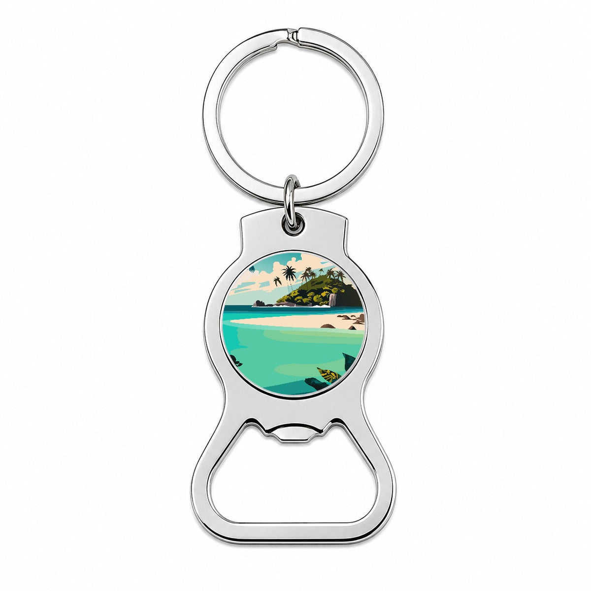 Beach Tropical Island Paradise Vacation Bottle Opener Keychain