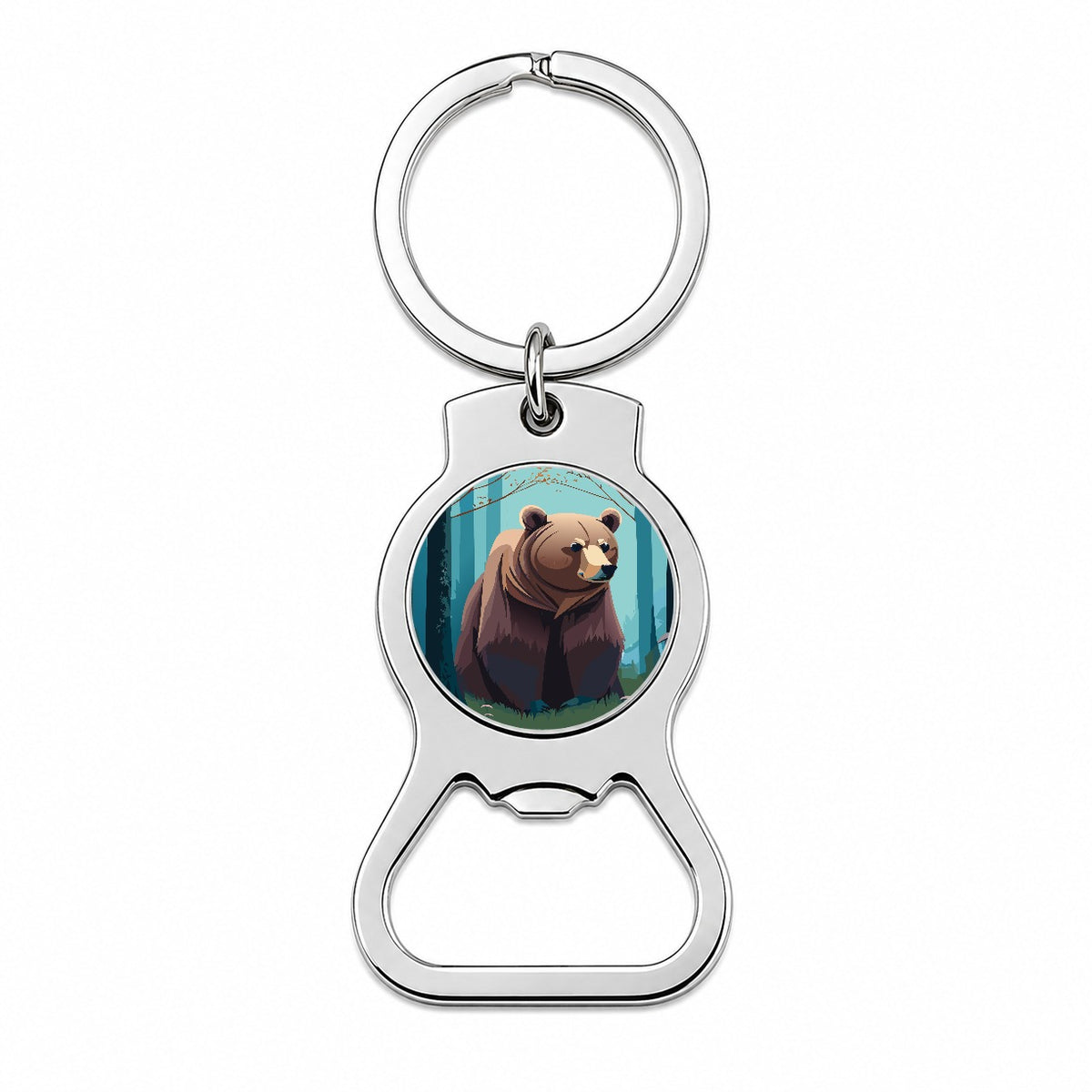 Bear in Forest Woodland Wilderness Bottle Opener Keychain