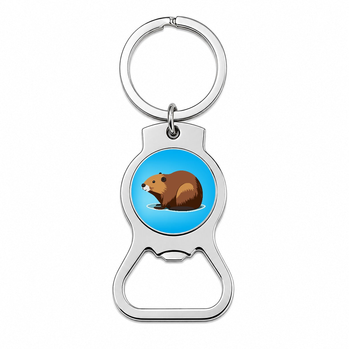 Beaver Cute Profile Bottle Opener Keychain