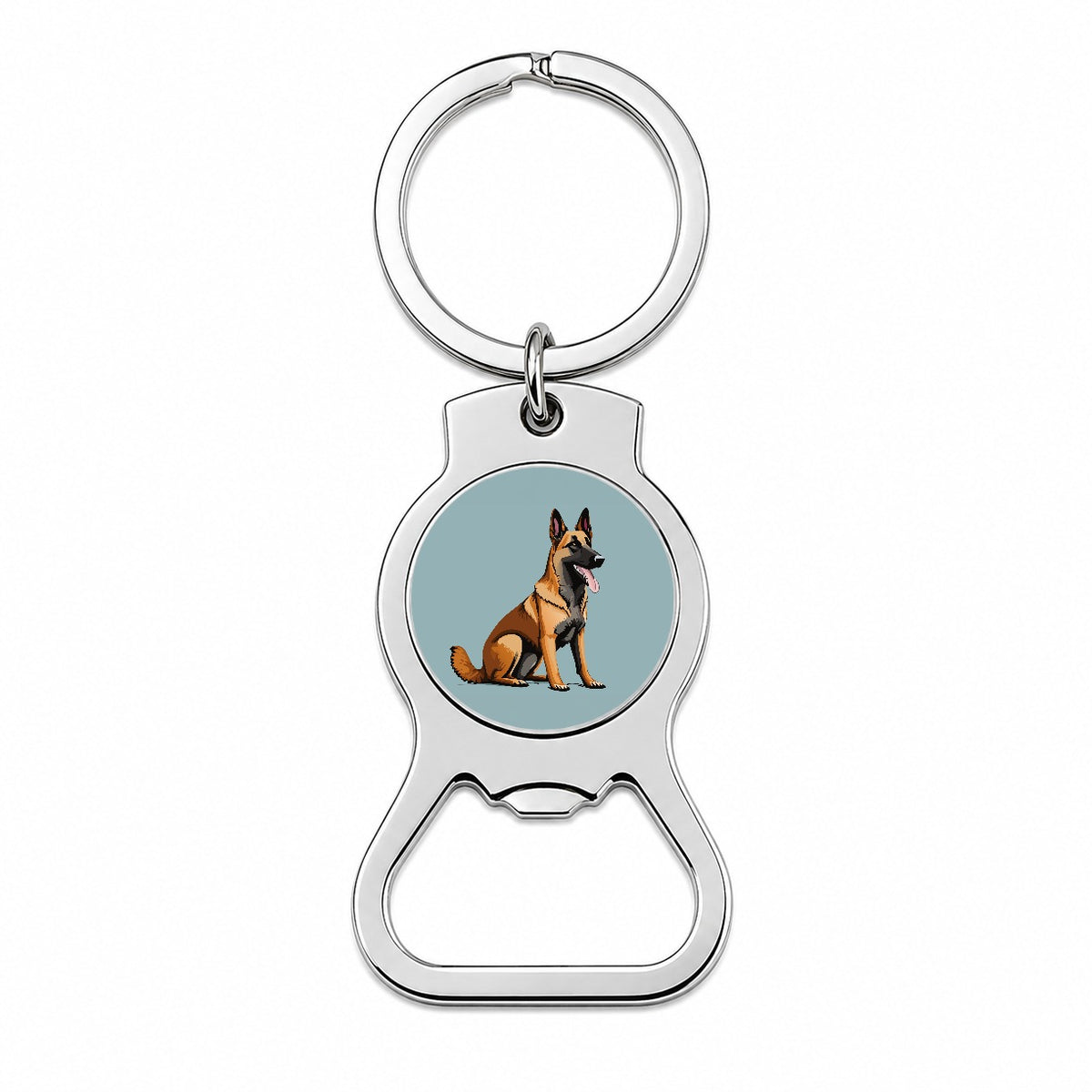 Belgian Shepherd Dog Sitting Bottle Opener Keychain