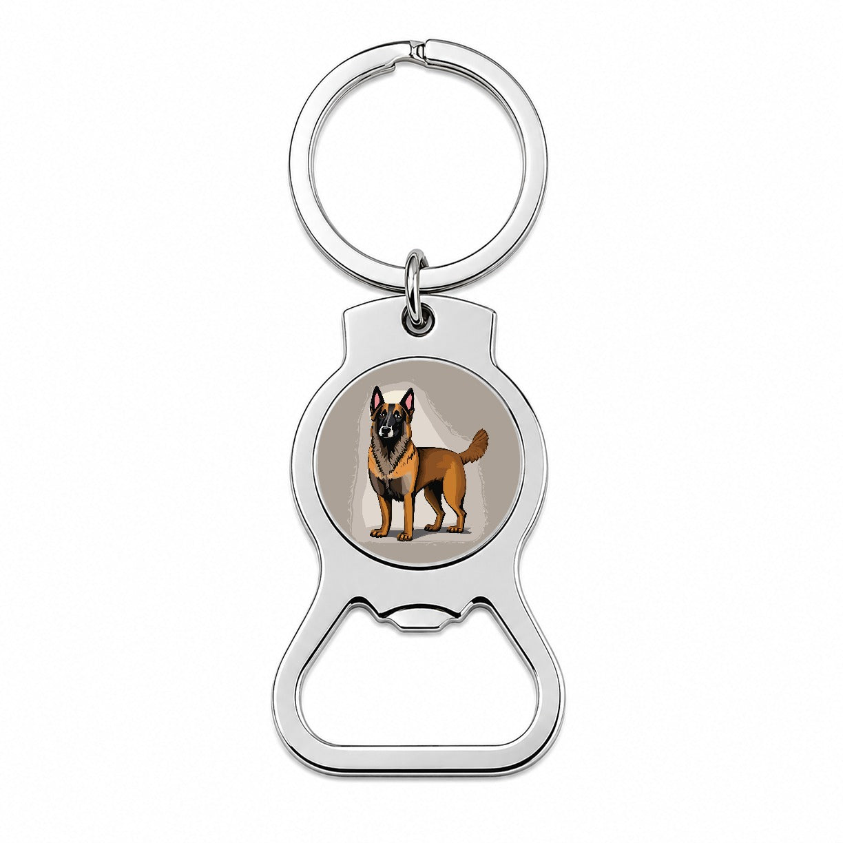 Belgian Shepherd Dog Standing Bottle Opener Keychain