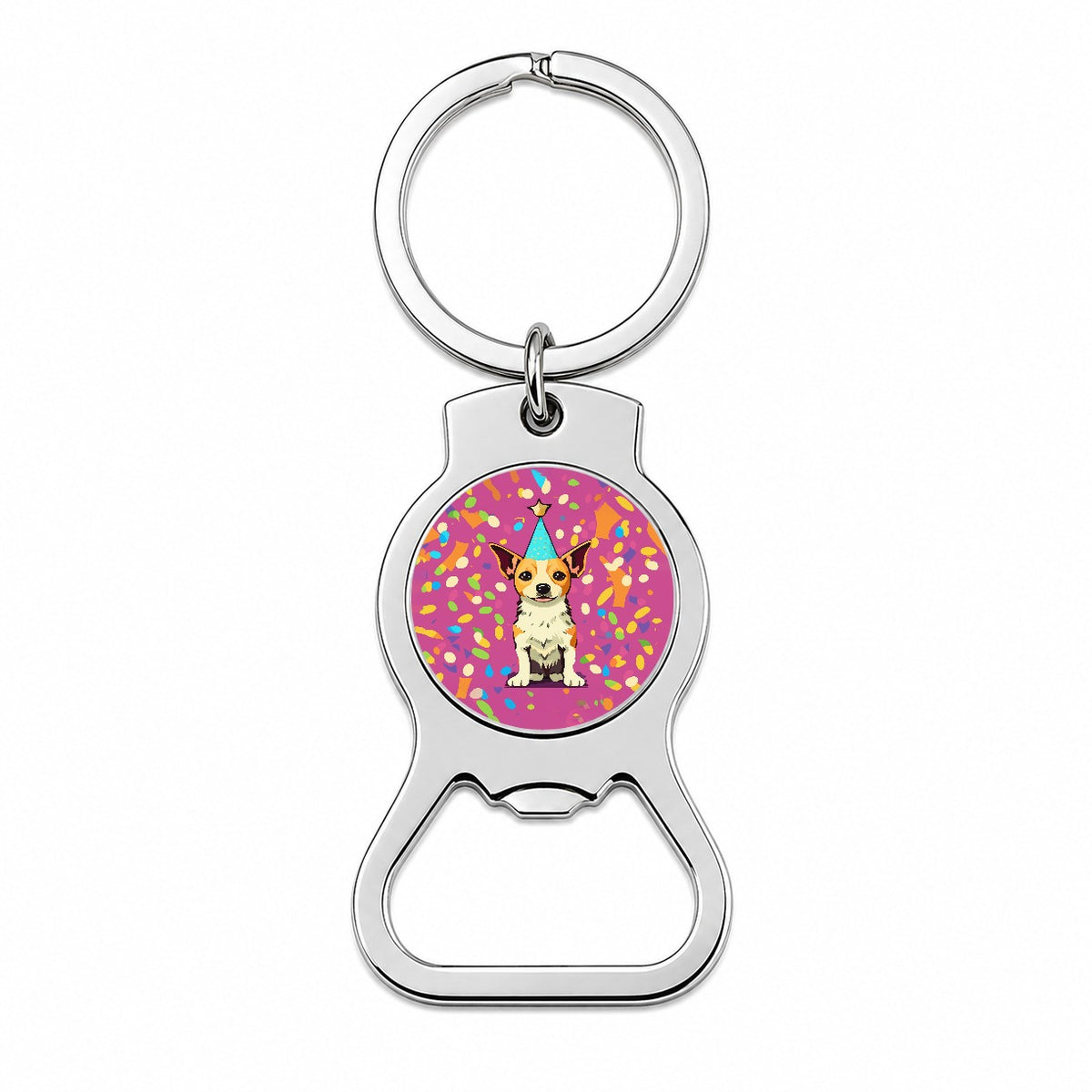 Birthday Dog Confetti Background Bottle Opener Keychain