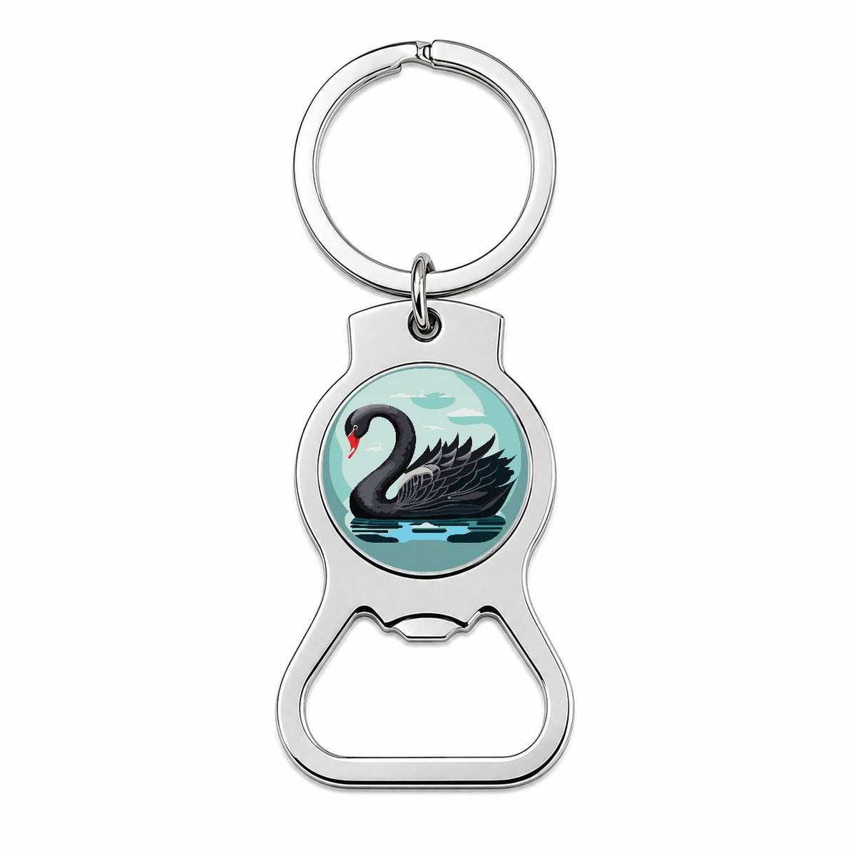 Black Swan Swimming Bottle Opener Keychain