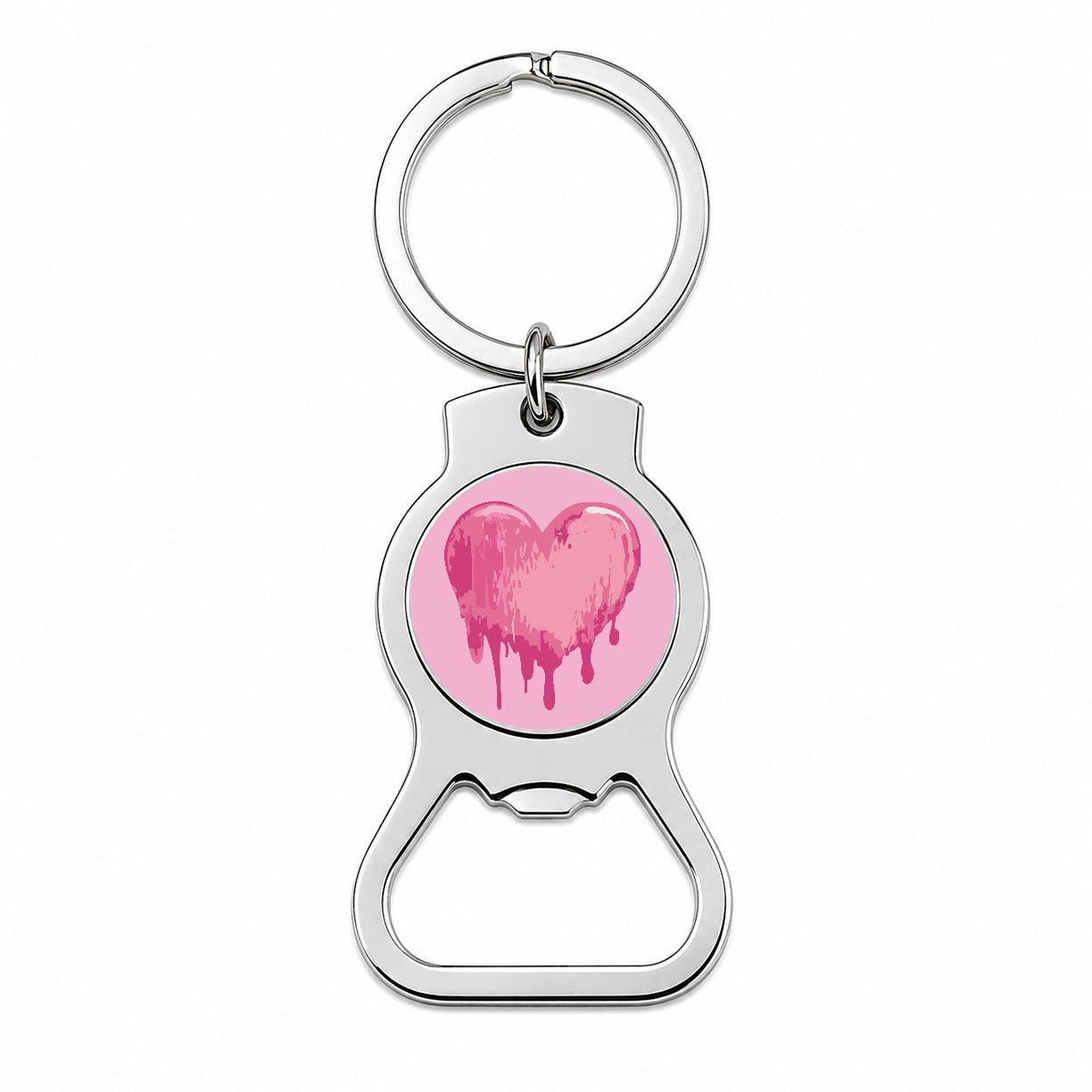 Bleeding Heart Pink Bottle Opener Keychain