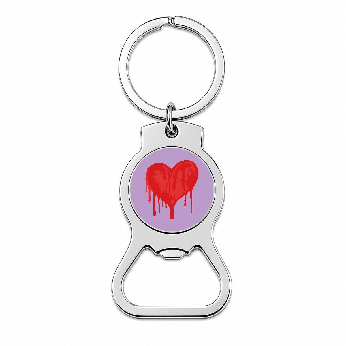 Bleeding Heart Red Bottle Opener Keychain