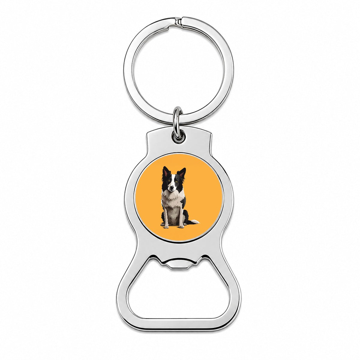 Border Collie Sitting Bottle Opener Keychain