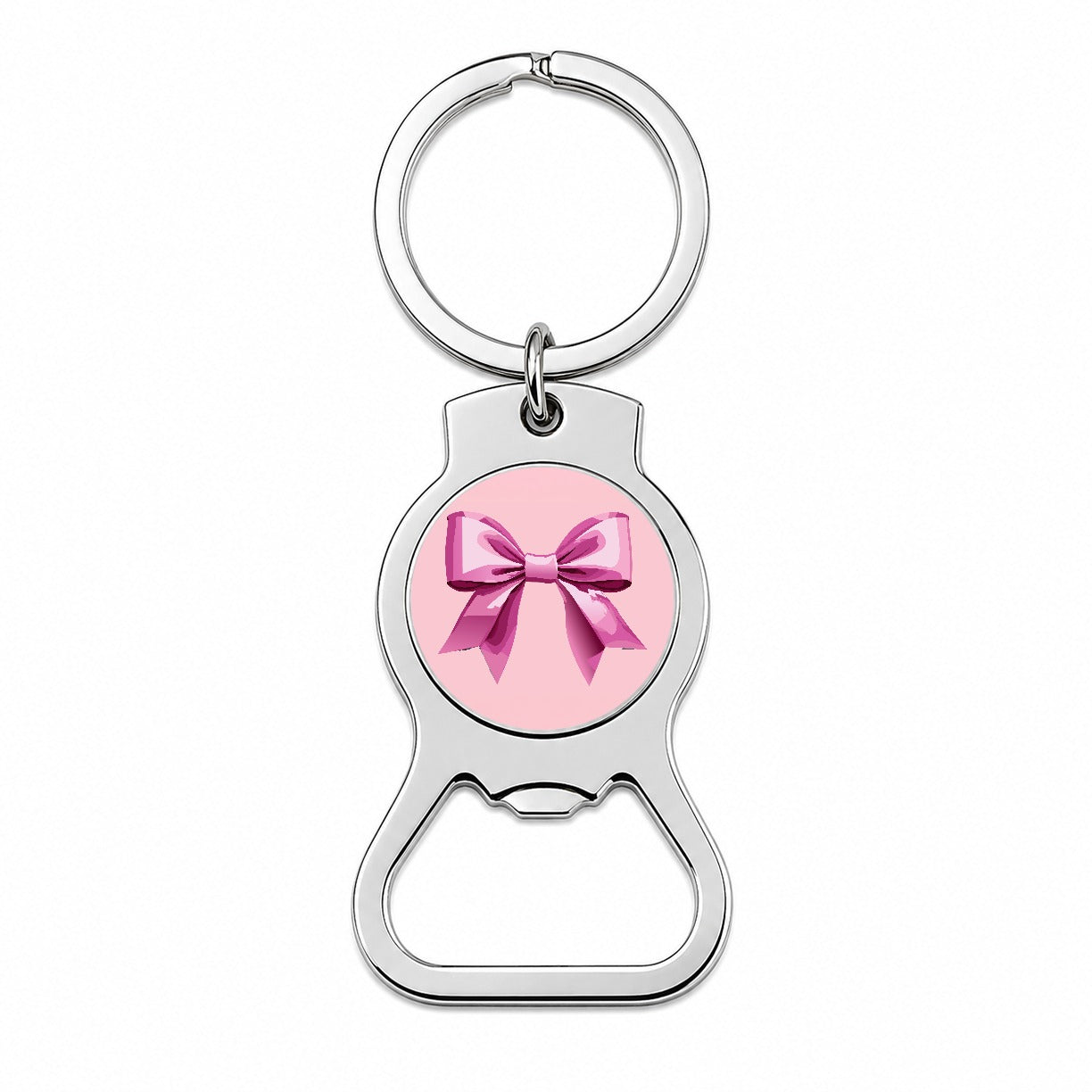 Bow Cheerleading Coquette Pink Bottle Opener Keychain