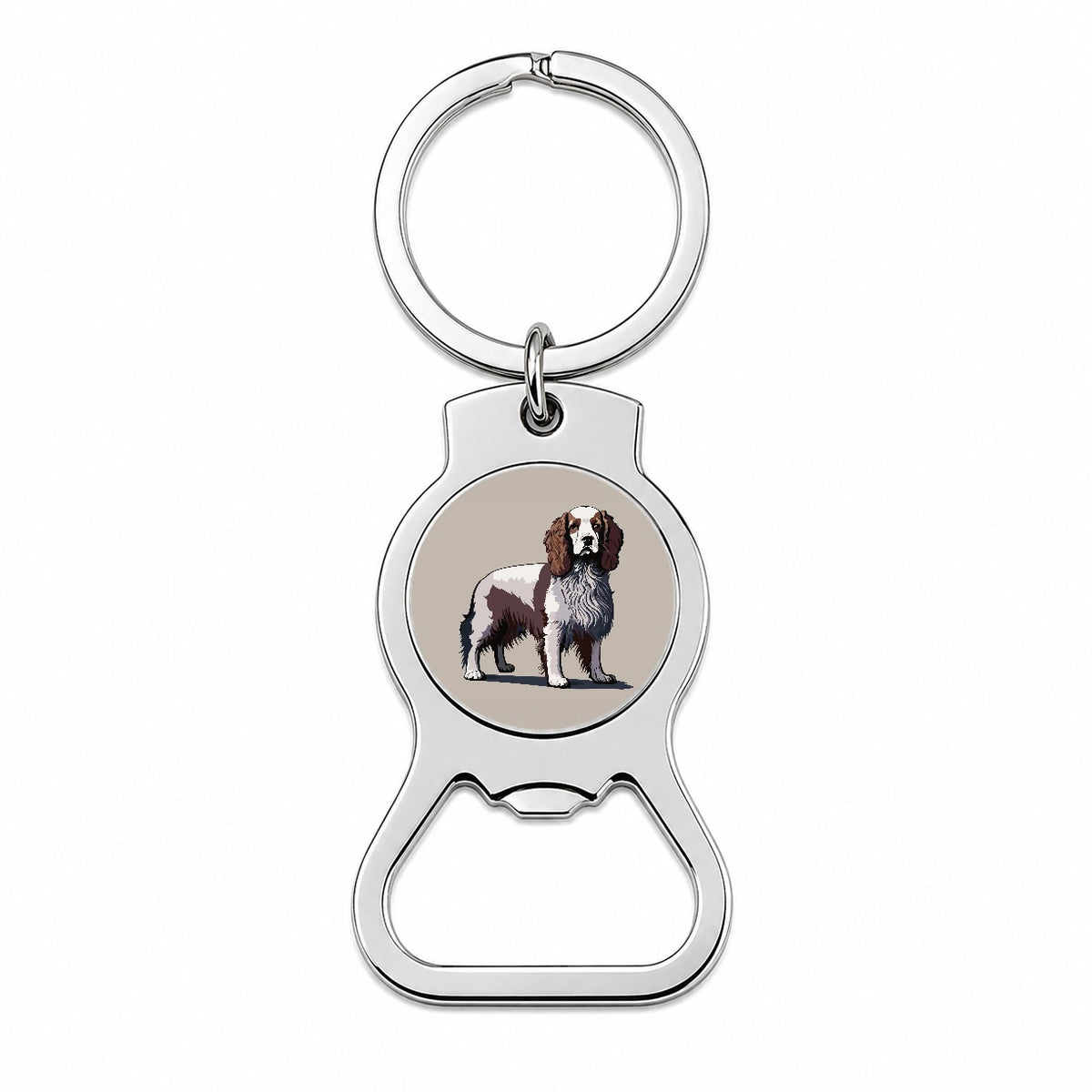 Brittany Spaniel Dog Standing Bottle Opener Keychain