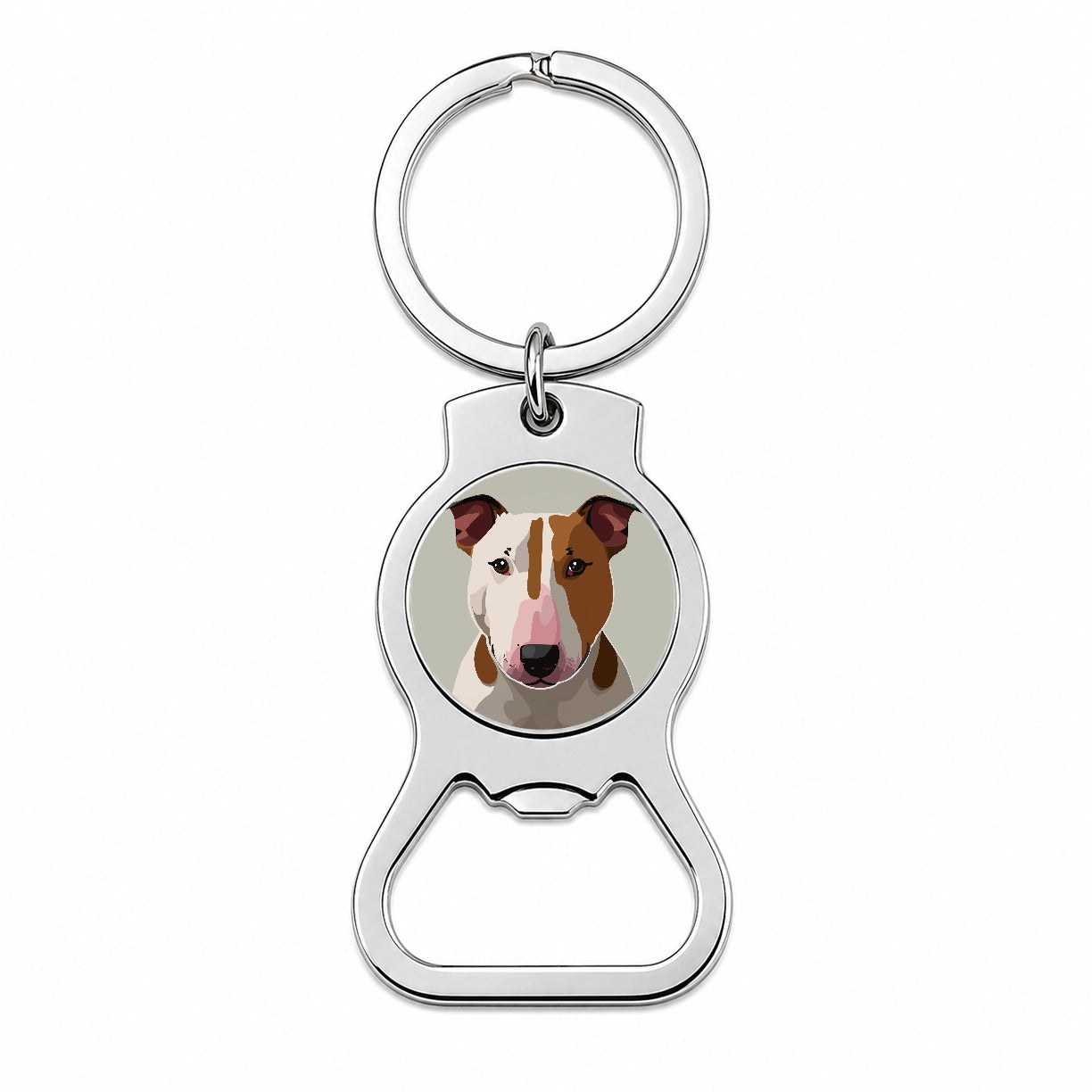 Bull Terrier Dog Staring Bottle Opener Keychain