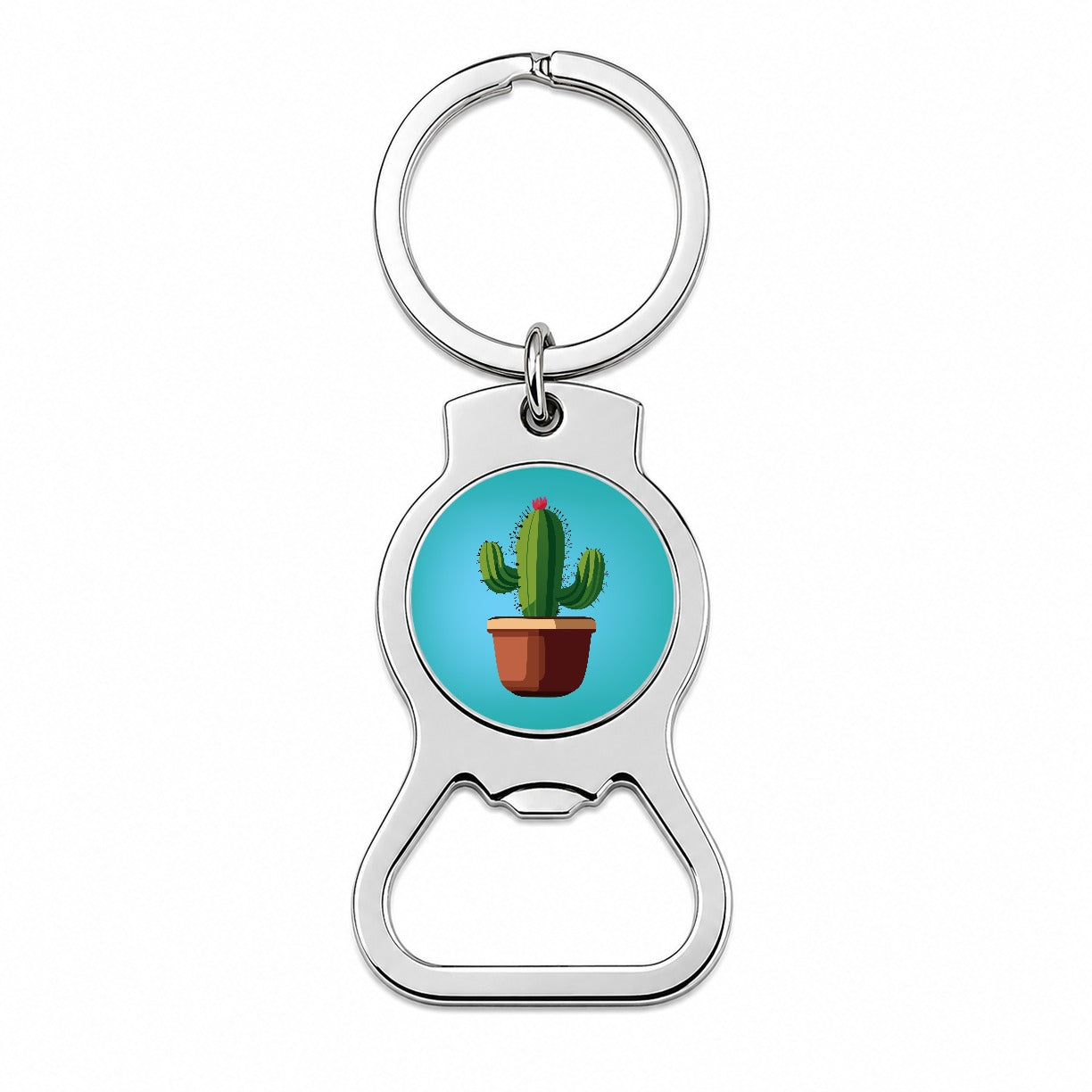 Cactus in Pot Bottle Opener Keychain