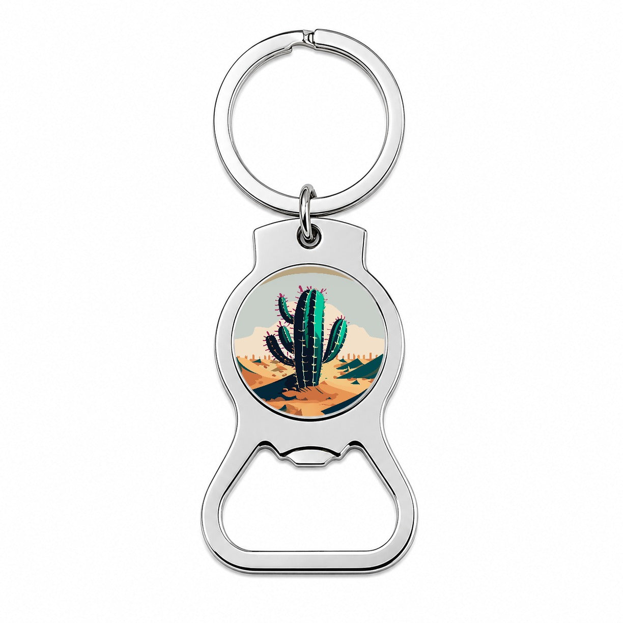 Cactus in the Desert Southwest Bottle Opener Keychain