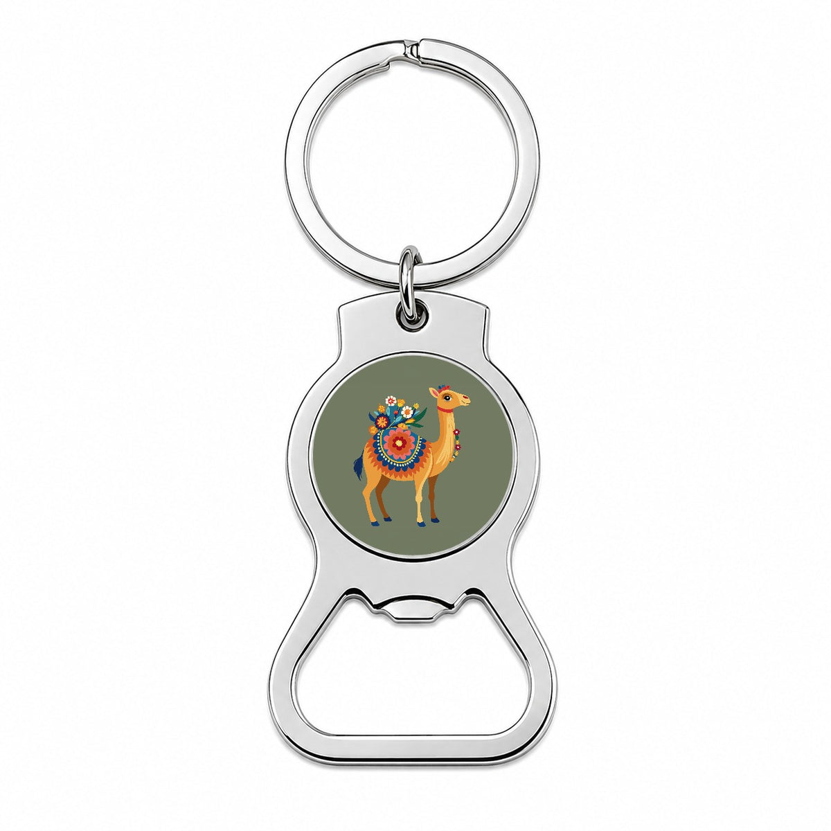 Camel Floral Flowers Bottle Opener Keychain