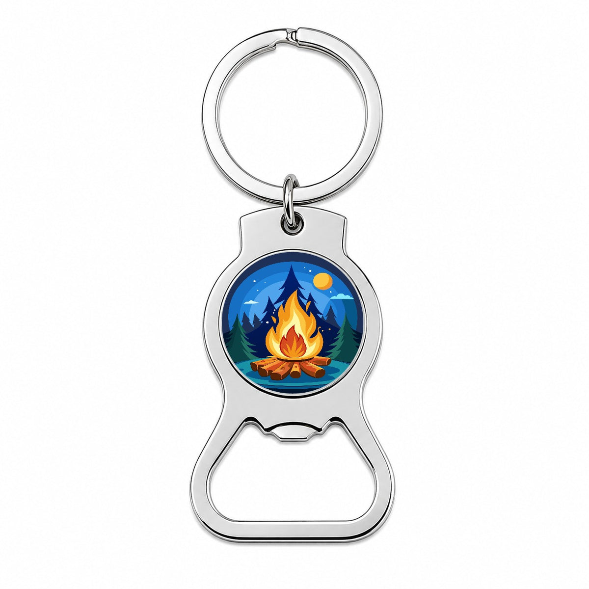 Camp Fire Camping Bottle Opener Keychain