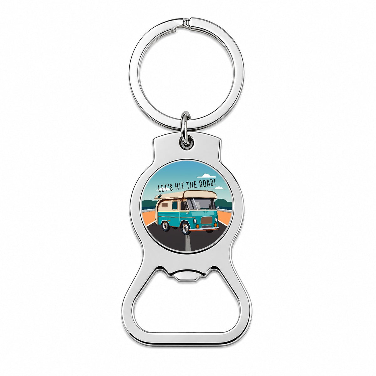 Camper RV Retro Vintage Traveling Hit the Road Camping Bottle Opener Keychain