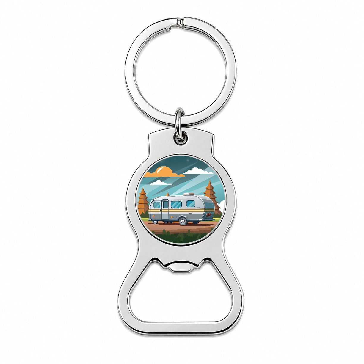 Camper RV Trailer Traveling Road Trip Bottle Opener Keychain