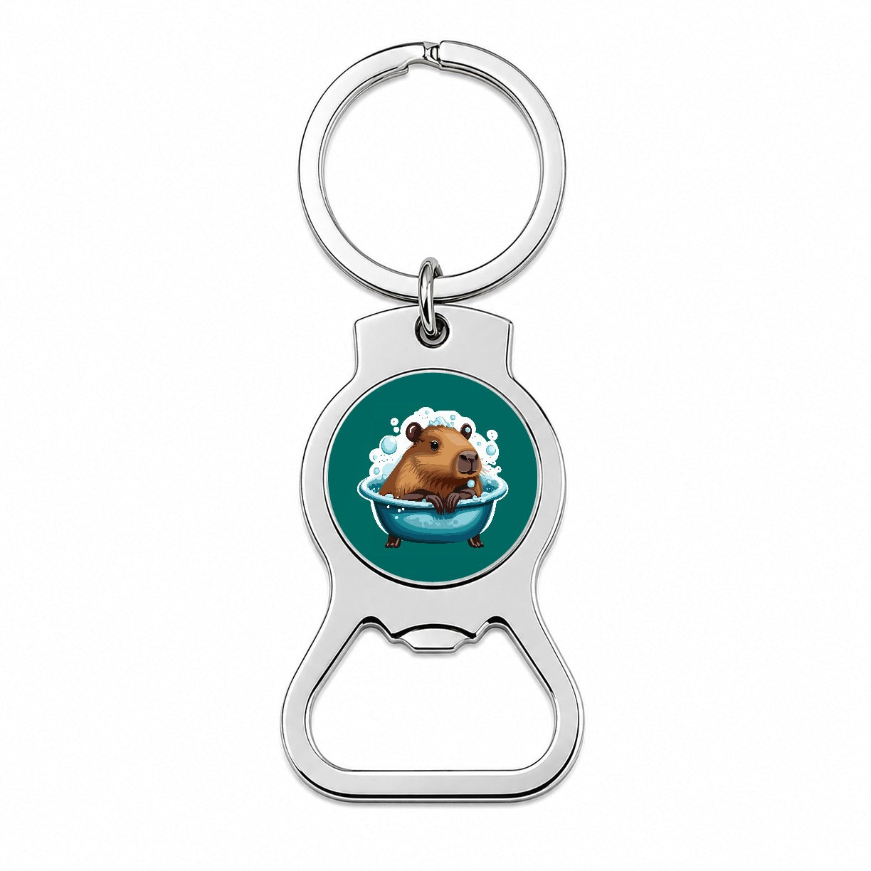 Capybara in Bubble Bath Bathing Funny Bottle Opener Keychain