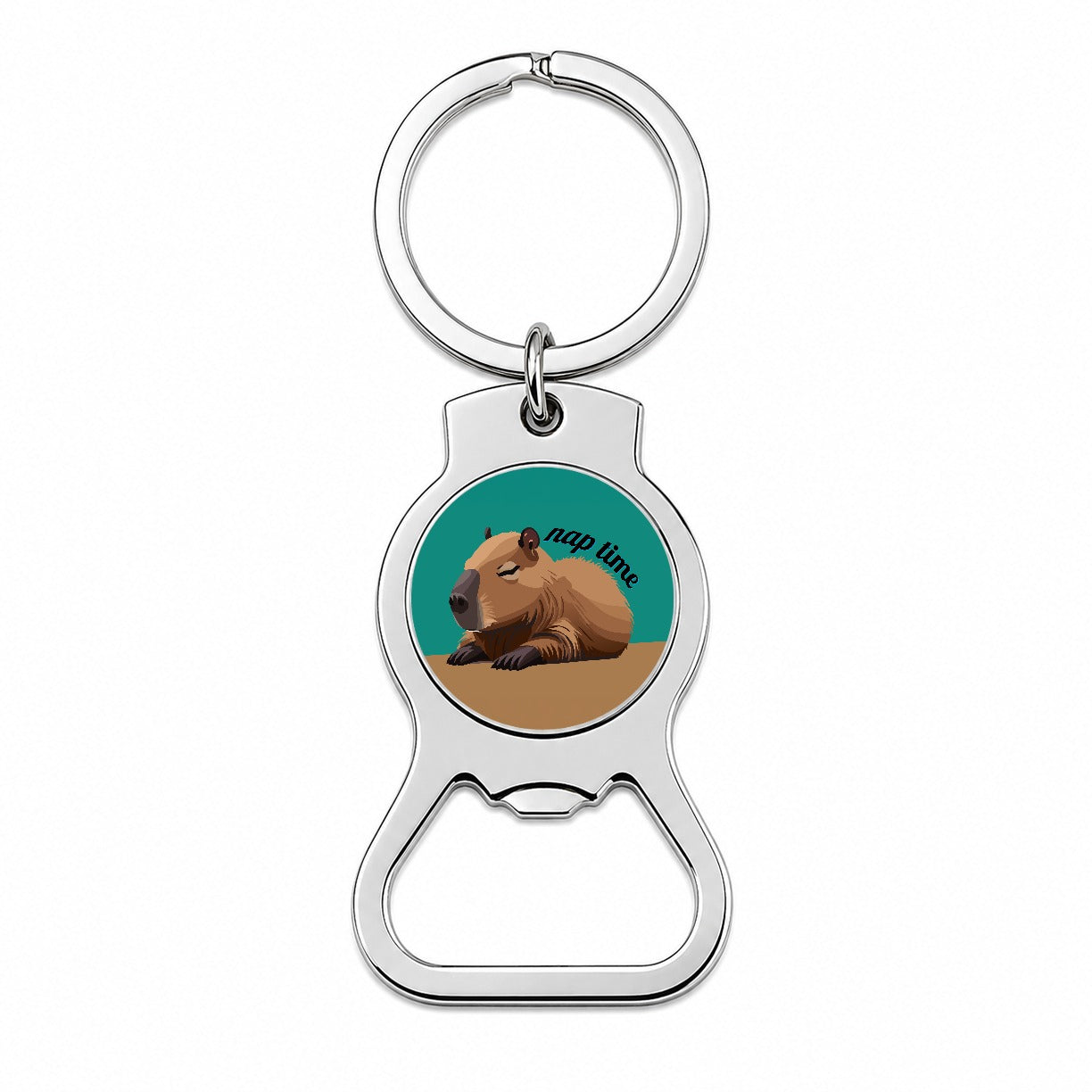 Capybara Nap Time Napping Sleeping Tired Bottle Opener Keychain