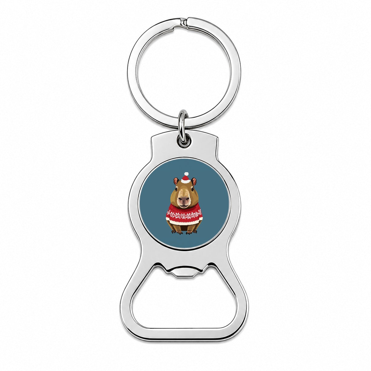 Capybara Wearing Christmas Sweater Funny Bottle Opener Keychain