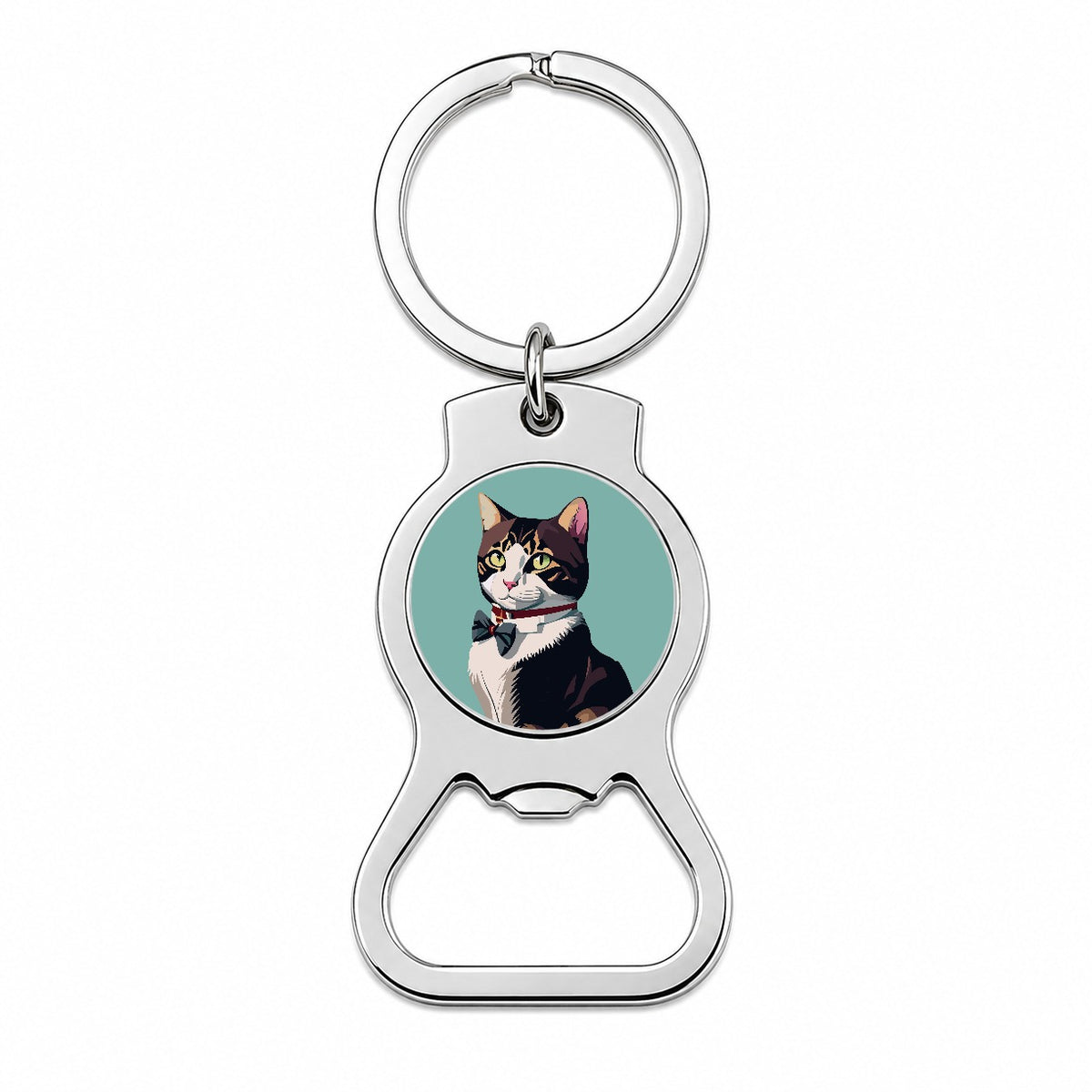 Cat Fancy with Bowtie Bottle Opener Keychain