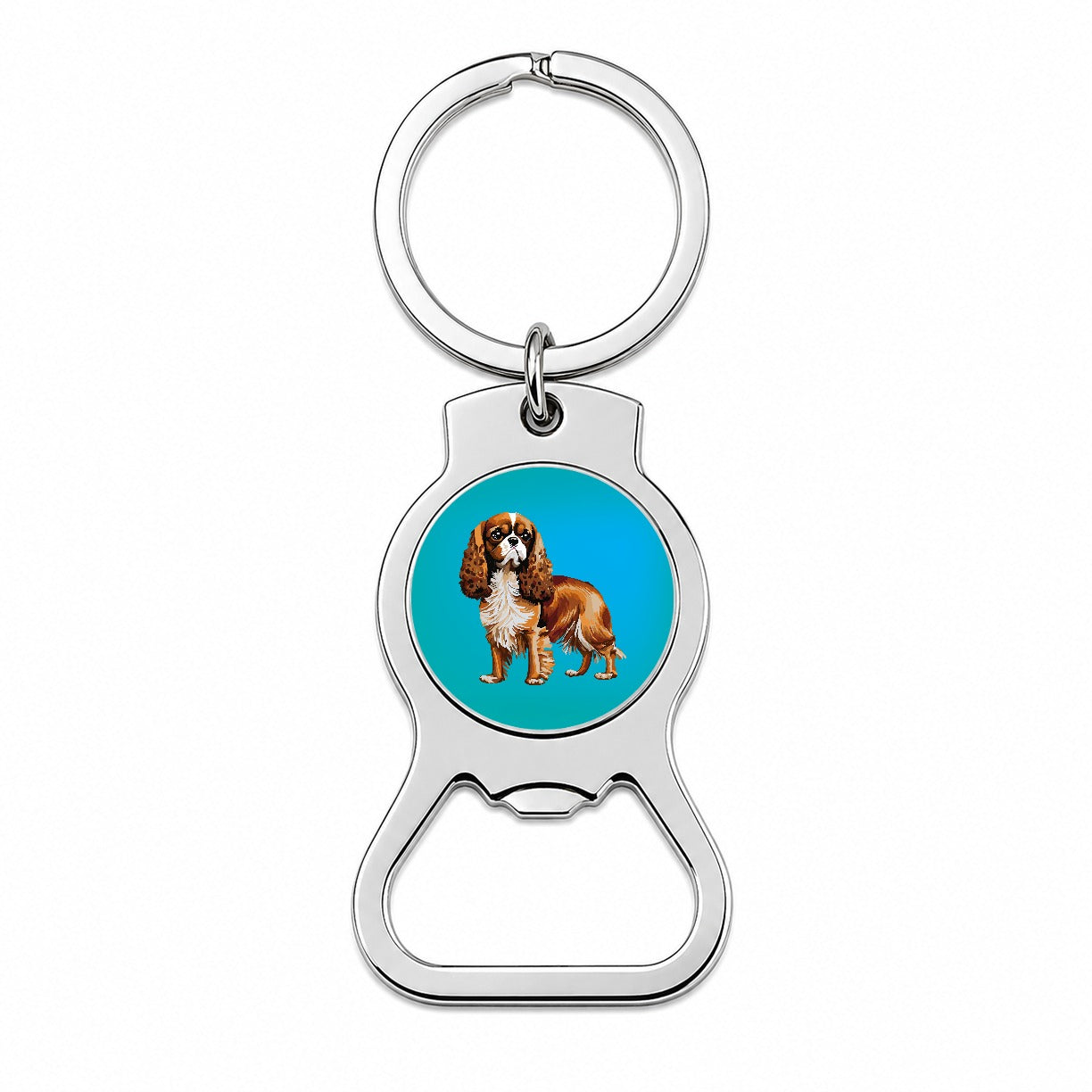 Cavalier King Charles Spaniel Dog Blenheim Watercolor Bottle Opener Keychain